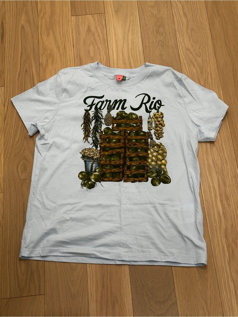 FARM Rio White Tee with Olive and Gold Produce Graphic